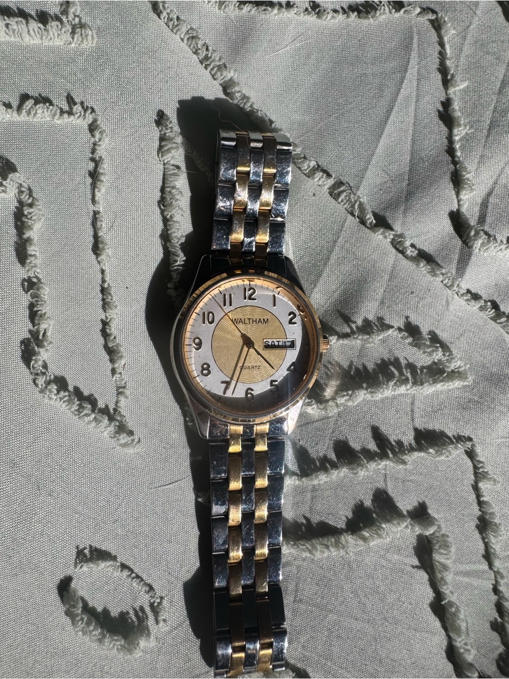 Vintage Waltham XW30 Quartz Day Date Two Tone Men’s Watch Japan Movement